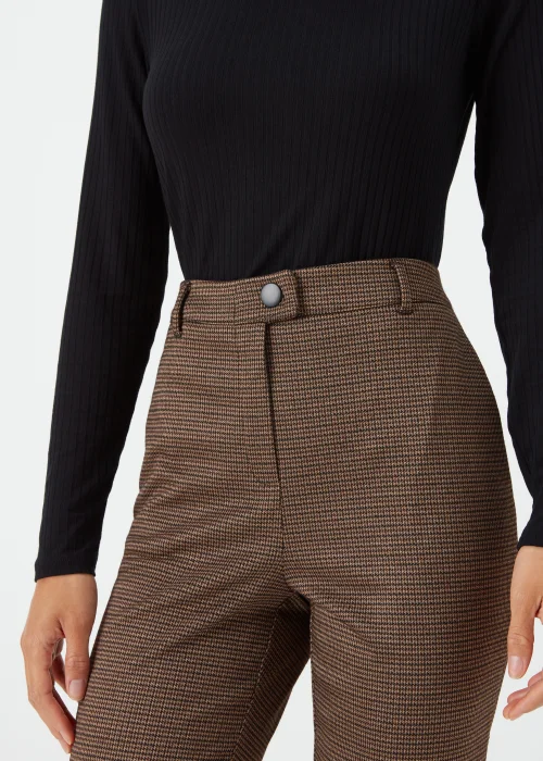 Brown Check Elasticated Trousers - 8 Image 3