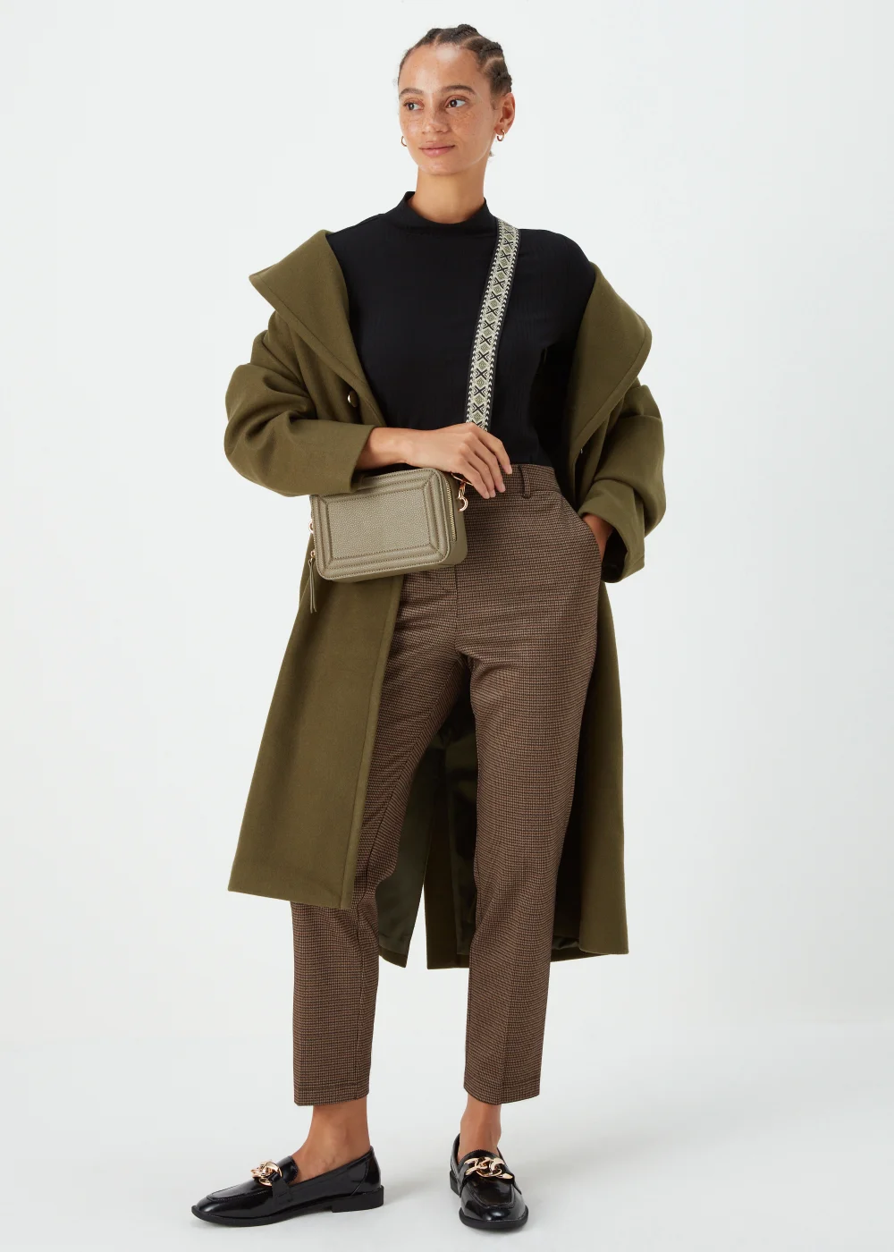 Brown Check Elasticated Trousers - 8 Image 4