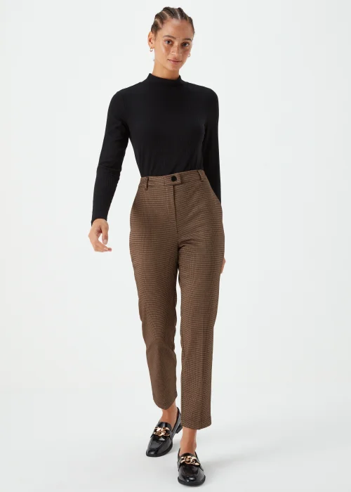 Brown Check Elasticated Trousers - 8 Image 1