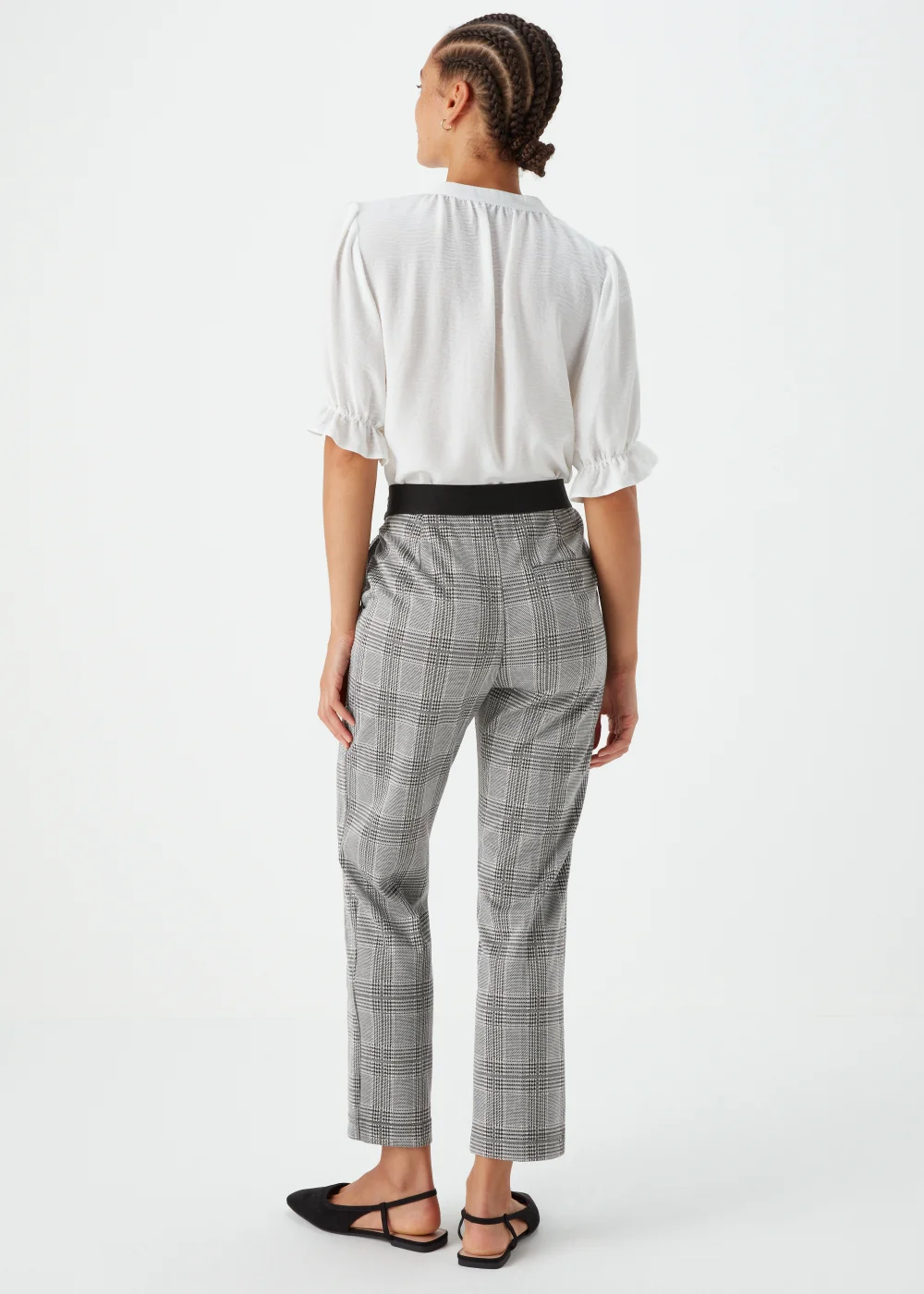 Grey Check Elasticated Trousers - 8 Image 2