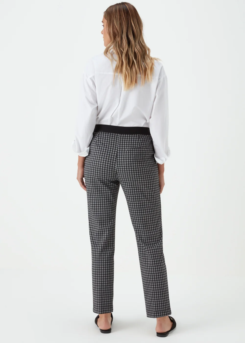 Grey Dogtooth Check Elasticated Trousers - 8 Image 2