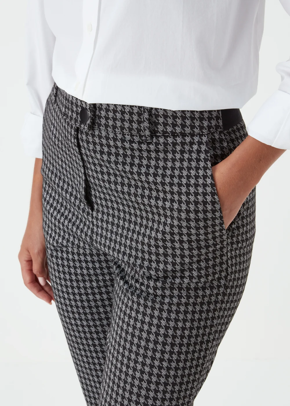 Grey Dogtooth Check Elasticated Trousers - 8 Image 3