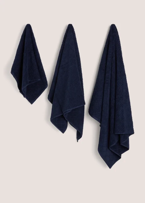 Navy Block 100% Cotton Towels - Hand Towel Image 1