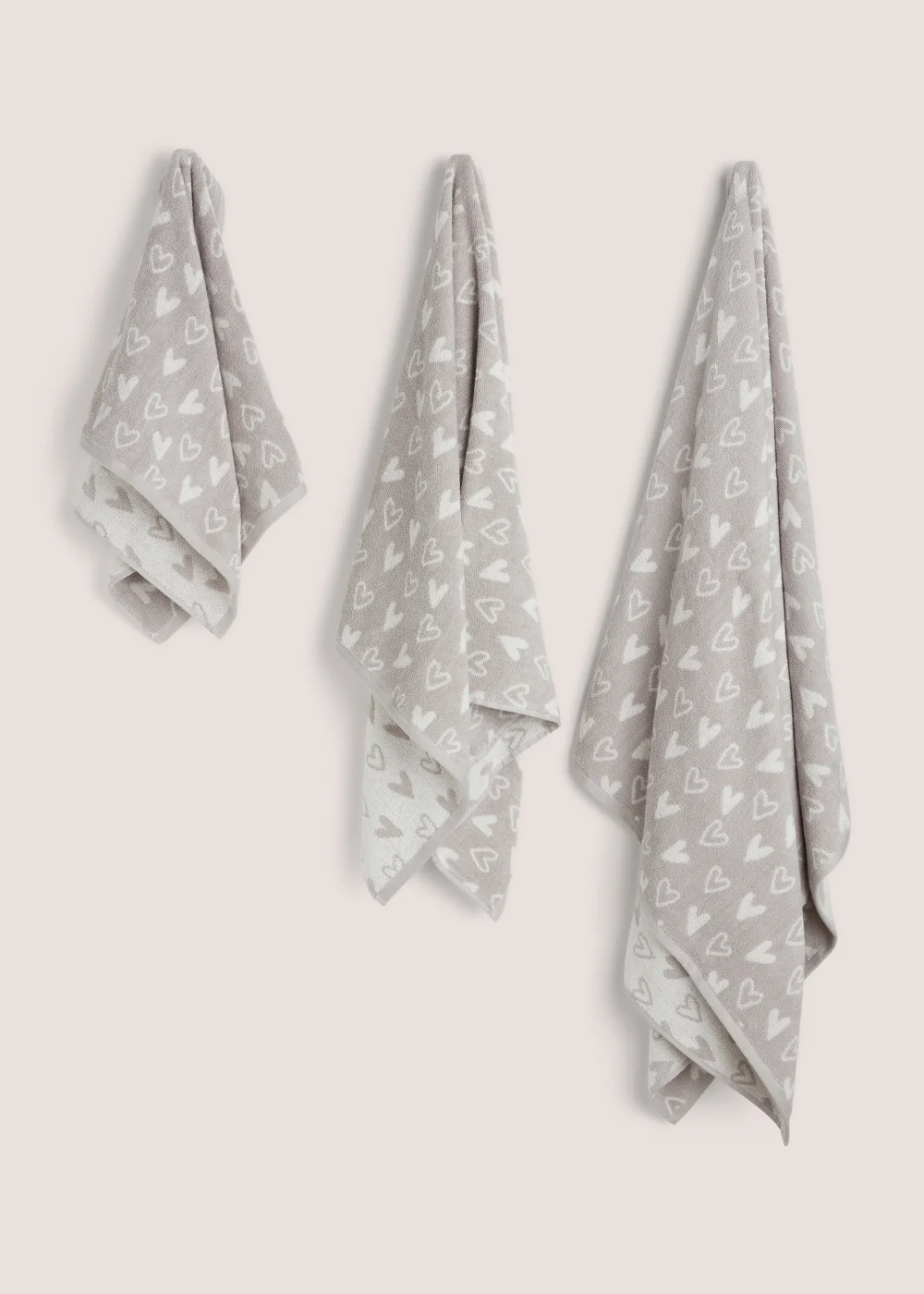 Grey Heart 100% Cotton Towels - Hand Towel Image 1