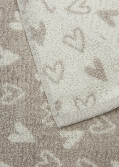 Grey Heart 100% Cotton Towels - Hand Towel Image 2