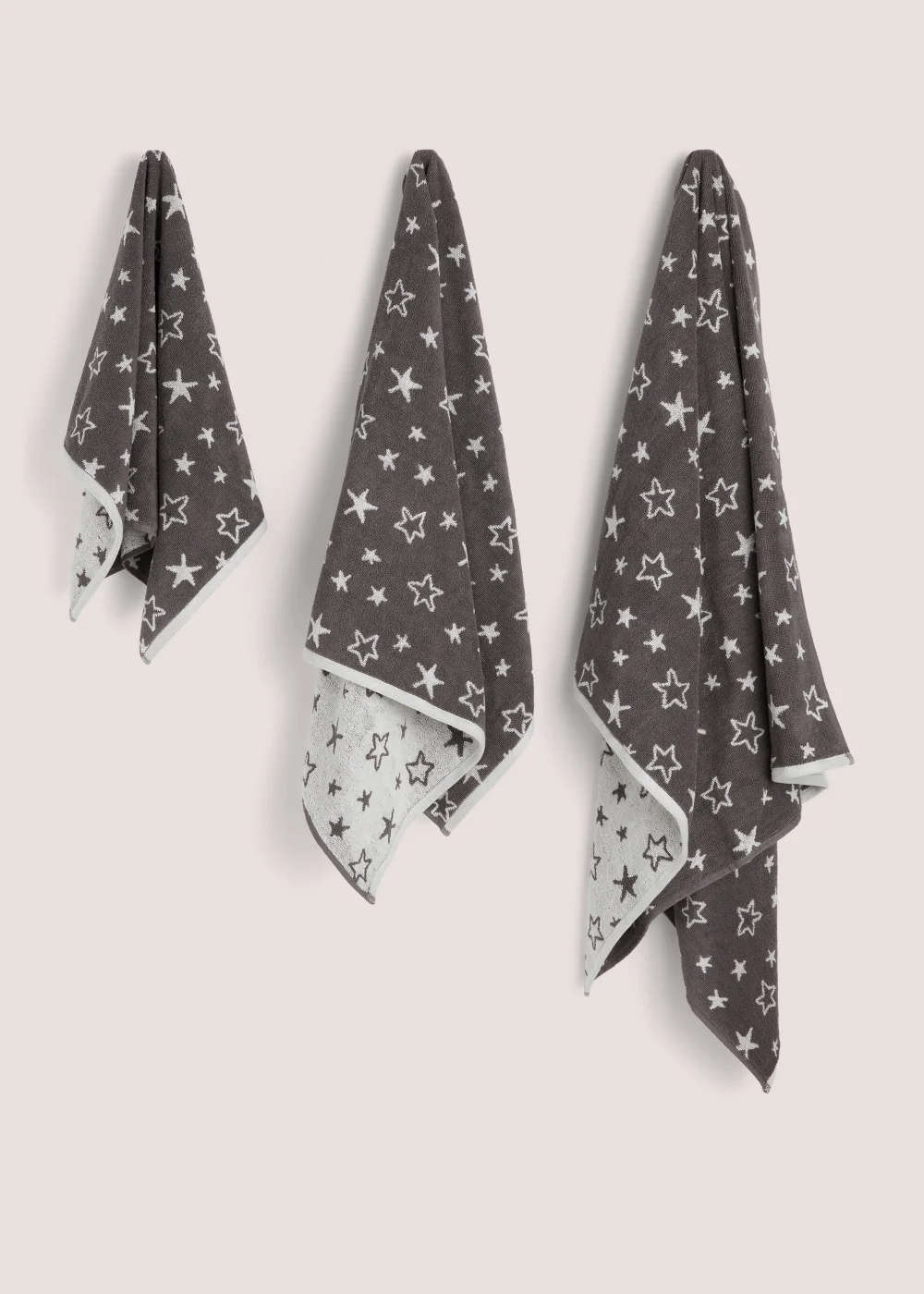 Grey Star Print Towels - Hand Towel Image 1