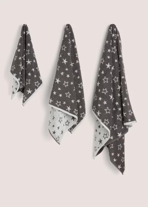 Grey Star Print Towels - Hand Towel Image 1