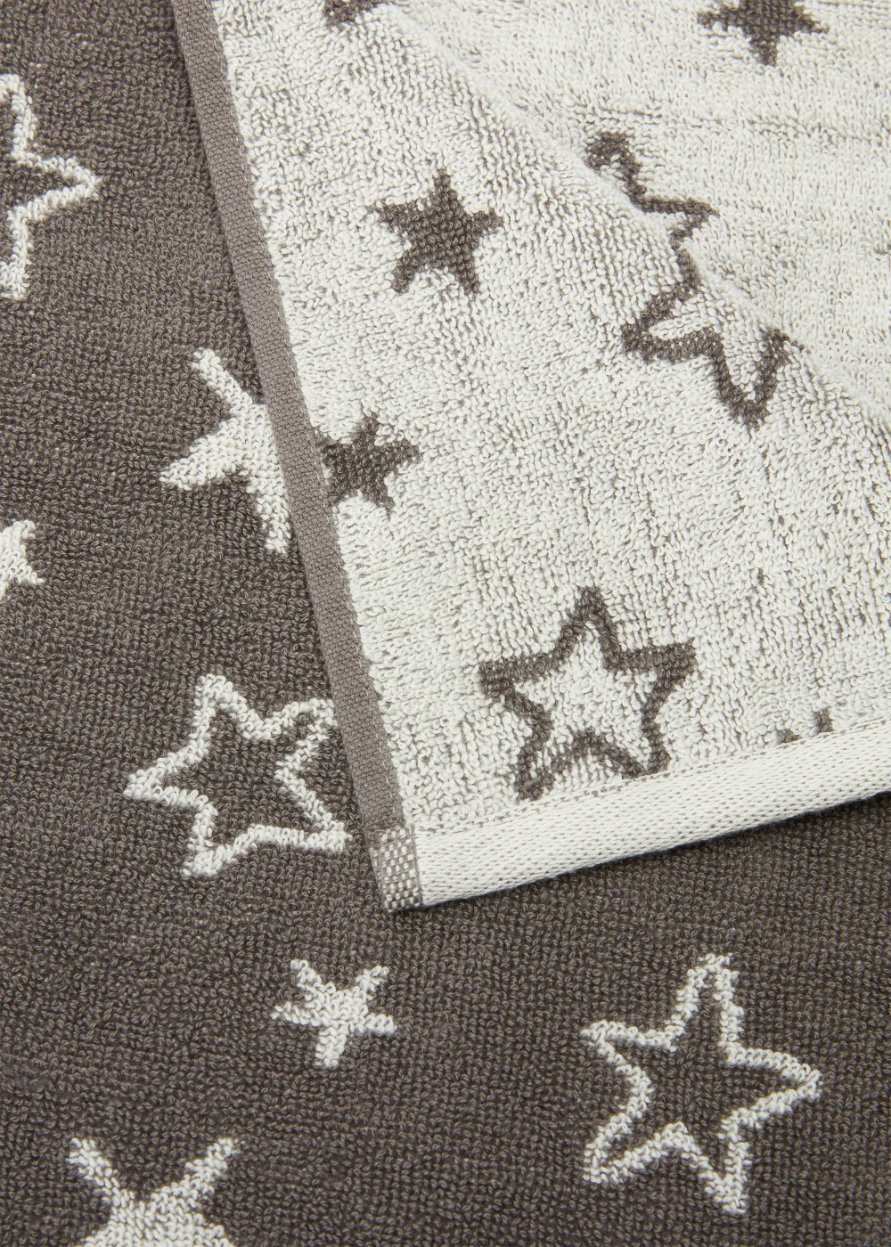 Grey Star Print Towels - Hand Towel Image 2