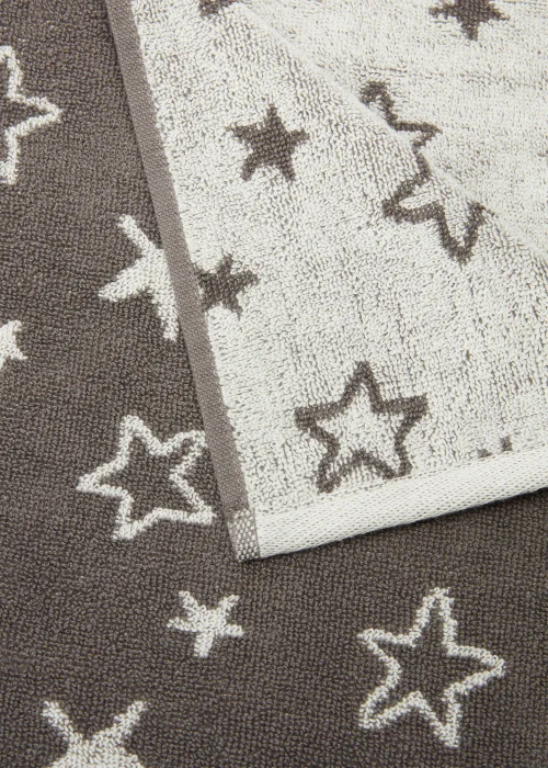 Grey Star Print Towels - Hand Towel Image 2
