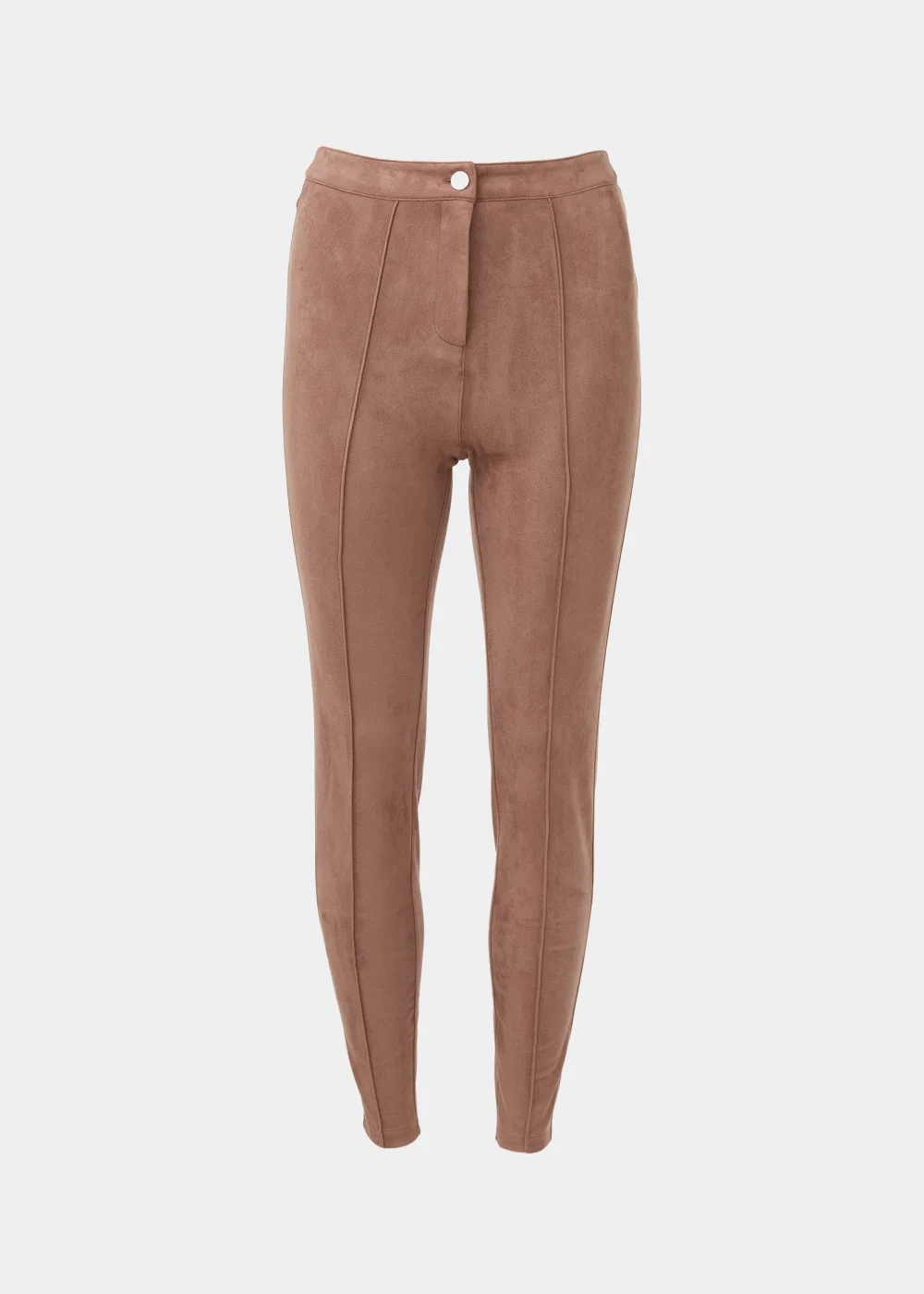 Brown Faux Suede Skinny Trousers - 8 Image 5