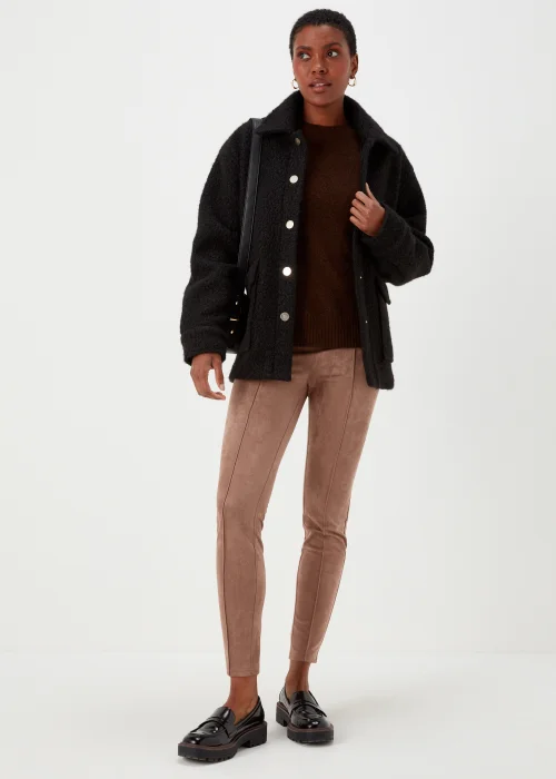 Brown Faux Suede Skinny Trousers - 8 Image 4