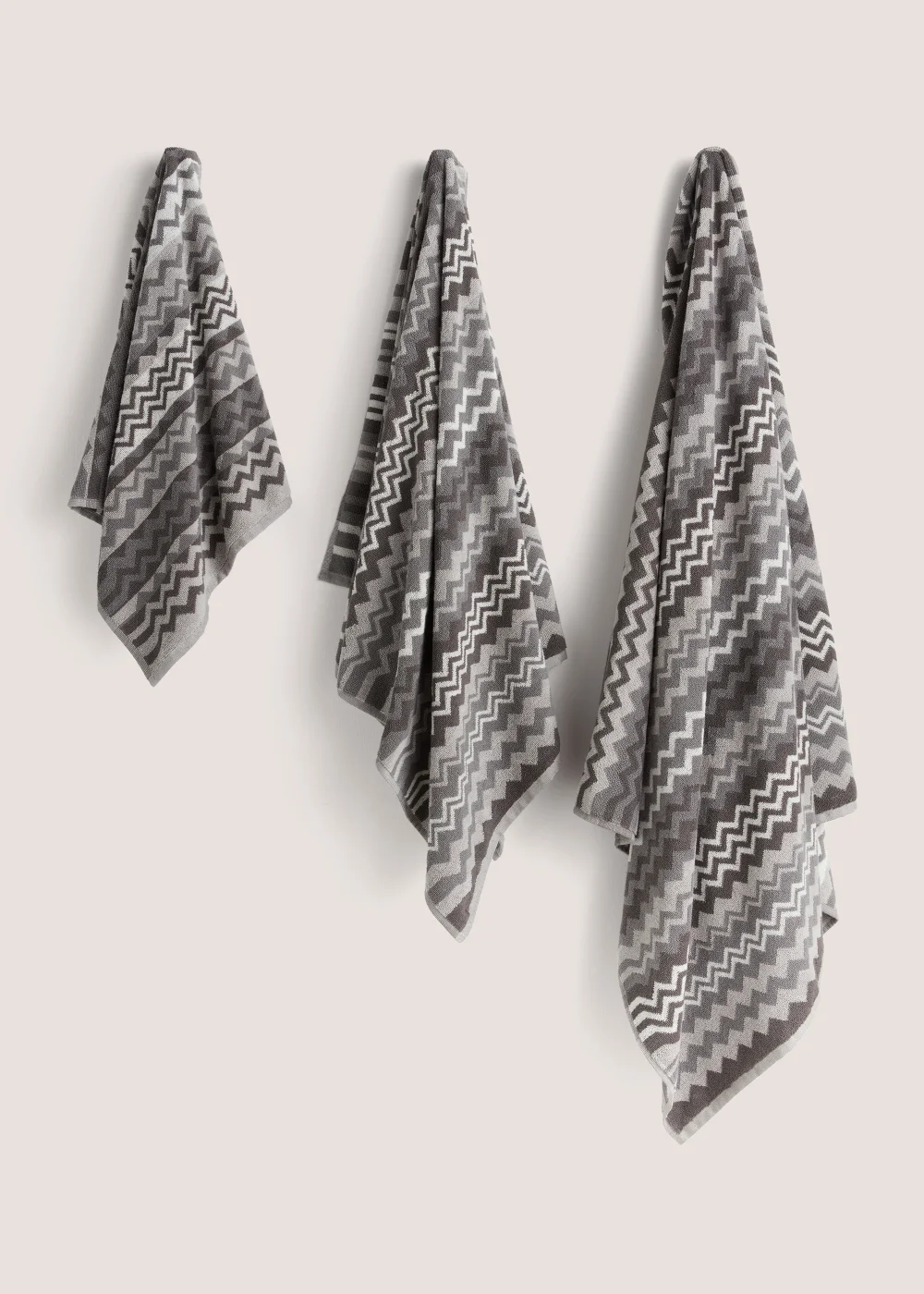 Grey Chevron 100% Cotton Towels - Hand Towel Image 1