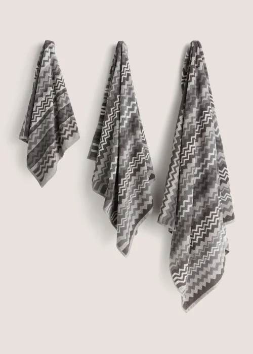 Grey Chevron 100% Cotton Towels - Hand Towel Image 1