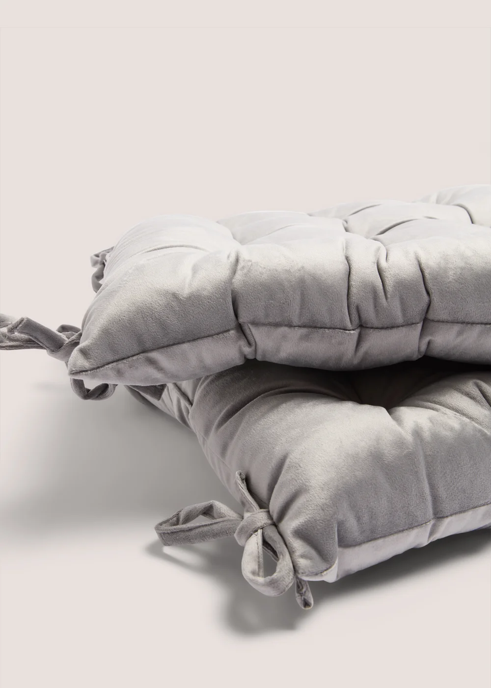 2 Pack Grey Velvet Seat Pads (41cm x 41cm x 8cm) Image 2