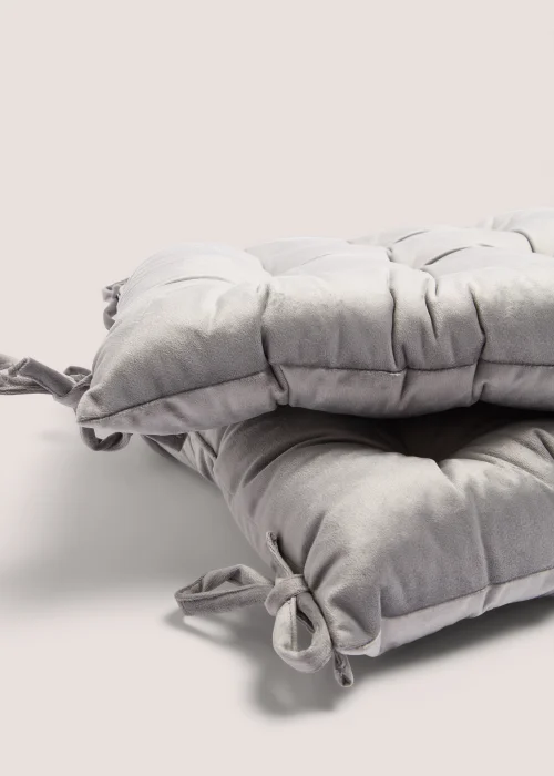 2 Pack Grey Velvet Seat Pads (41cm x 41cm x 8cm) Image 2