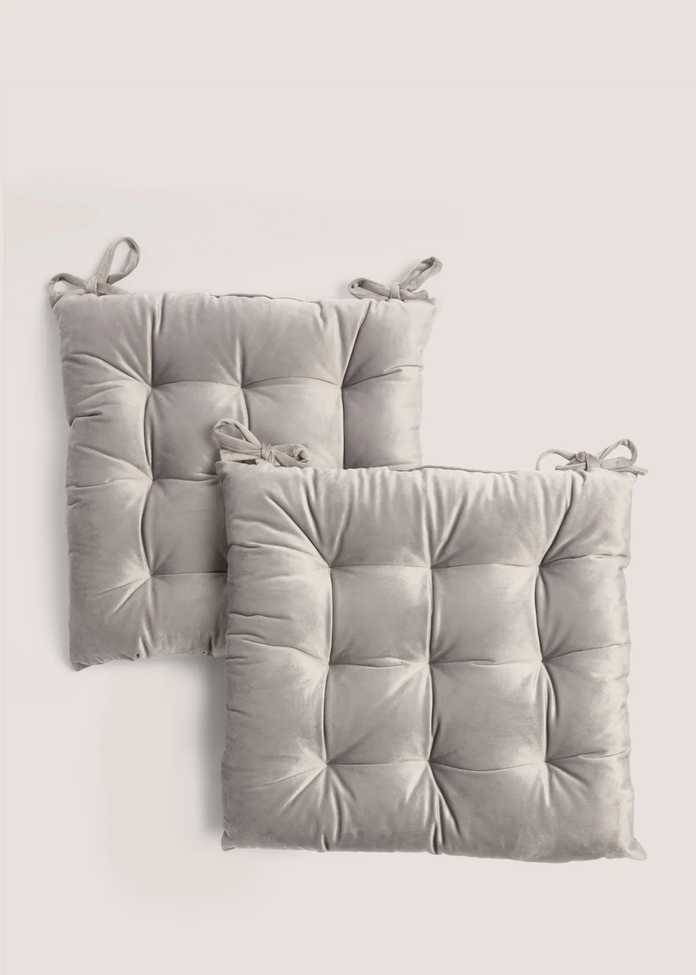 2 Pack Grey Velvet Seat Pads (41cm x 41cm x 8cm) Image 1