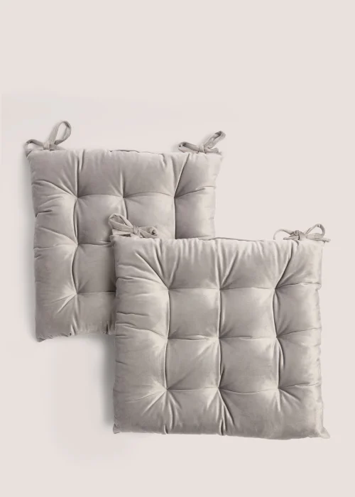 2 Pack Grey Velvet Seat Pads (41cm x 41cm x 8cm) Image 1