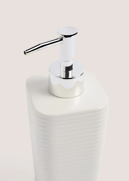 White Ceramic Soap Dispenser (18cm x 7.5cm x 7.5cm) Image 2