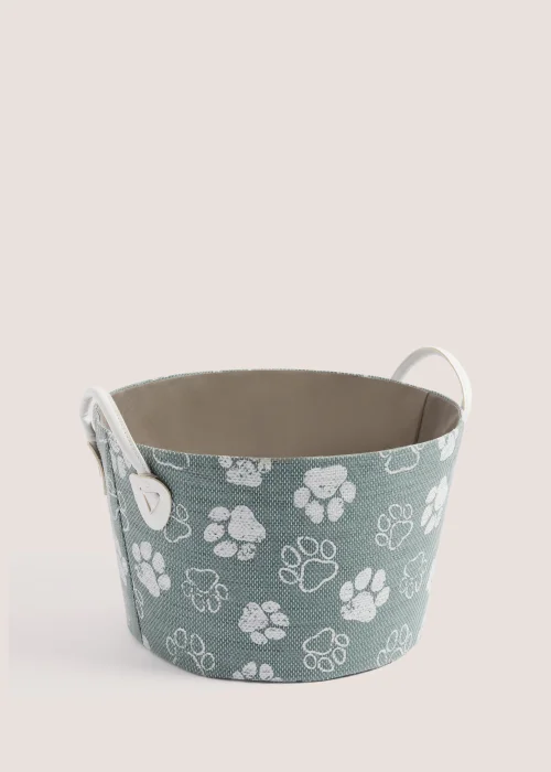 Green Paw Print Toy Basket (20cm x 33cm x 33cm) Image 1