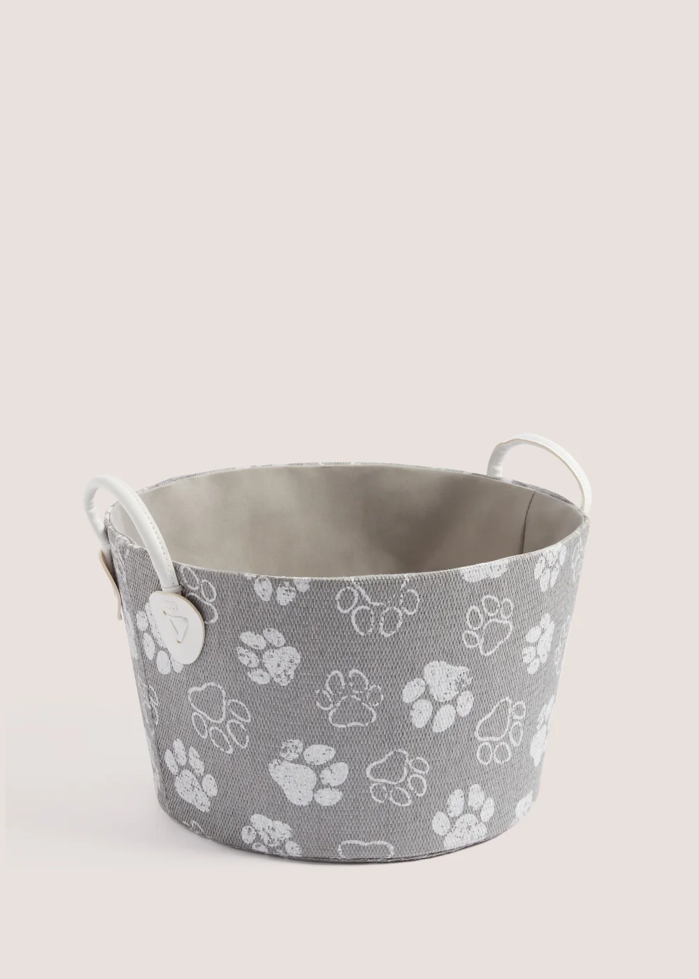 Grey Paw Print Toy Basket (20cm x 33cm x 33cm) Image 1
