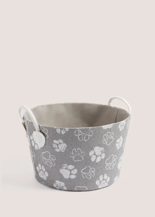Grey Paw Print Toy Basket (20cm x 33cm x 33cm) Image 1