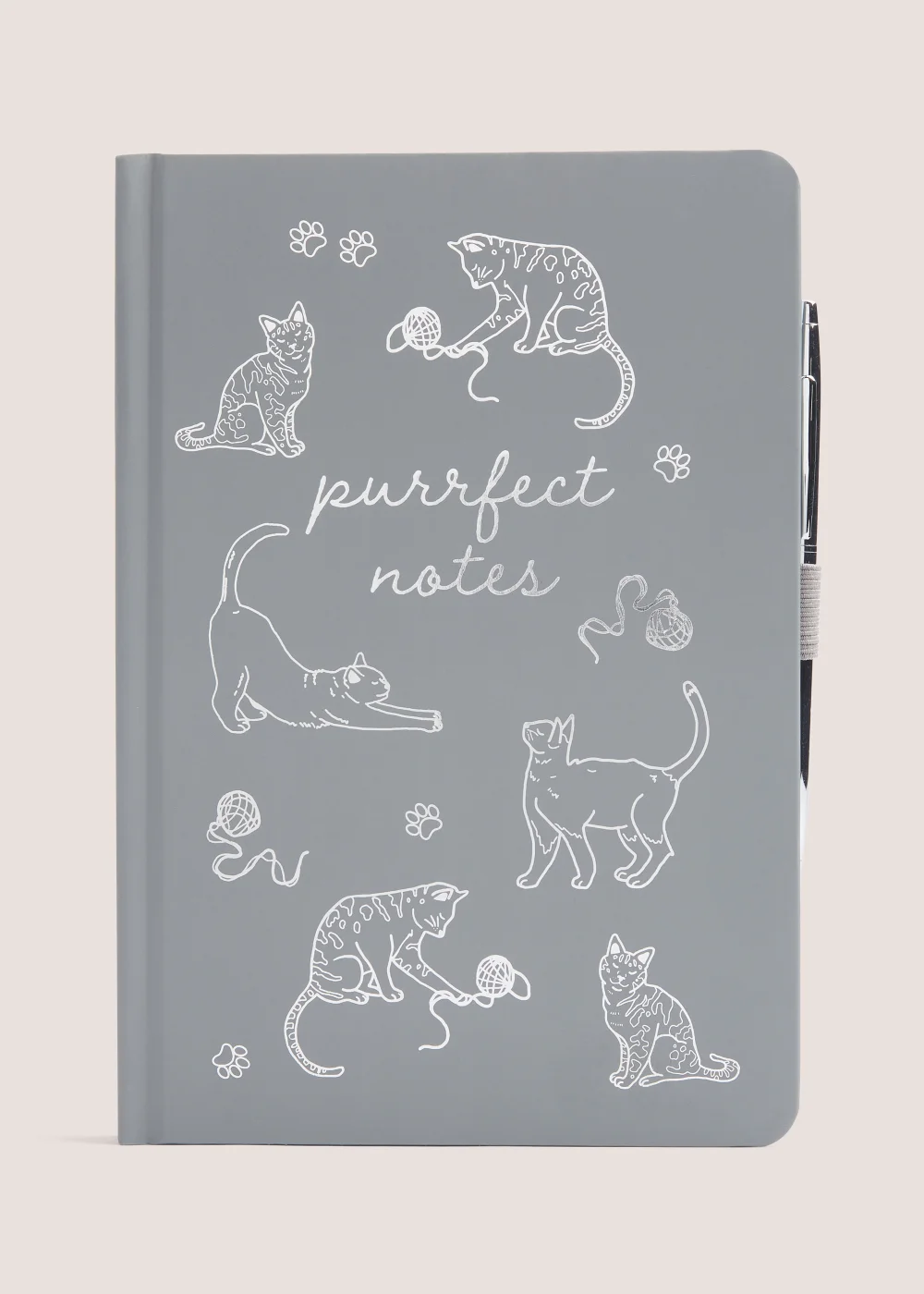 Grey Cat Notebook & Pen Set (22cm x 15.5cm x 1.5cm) Image 1