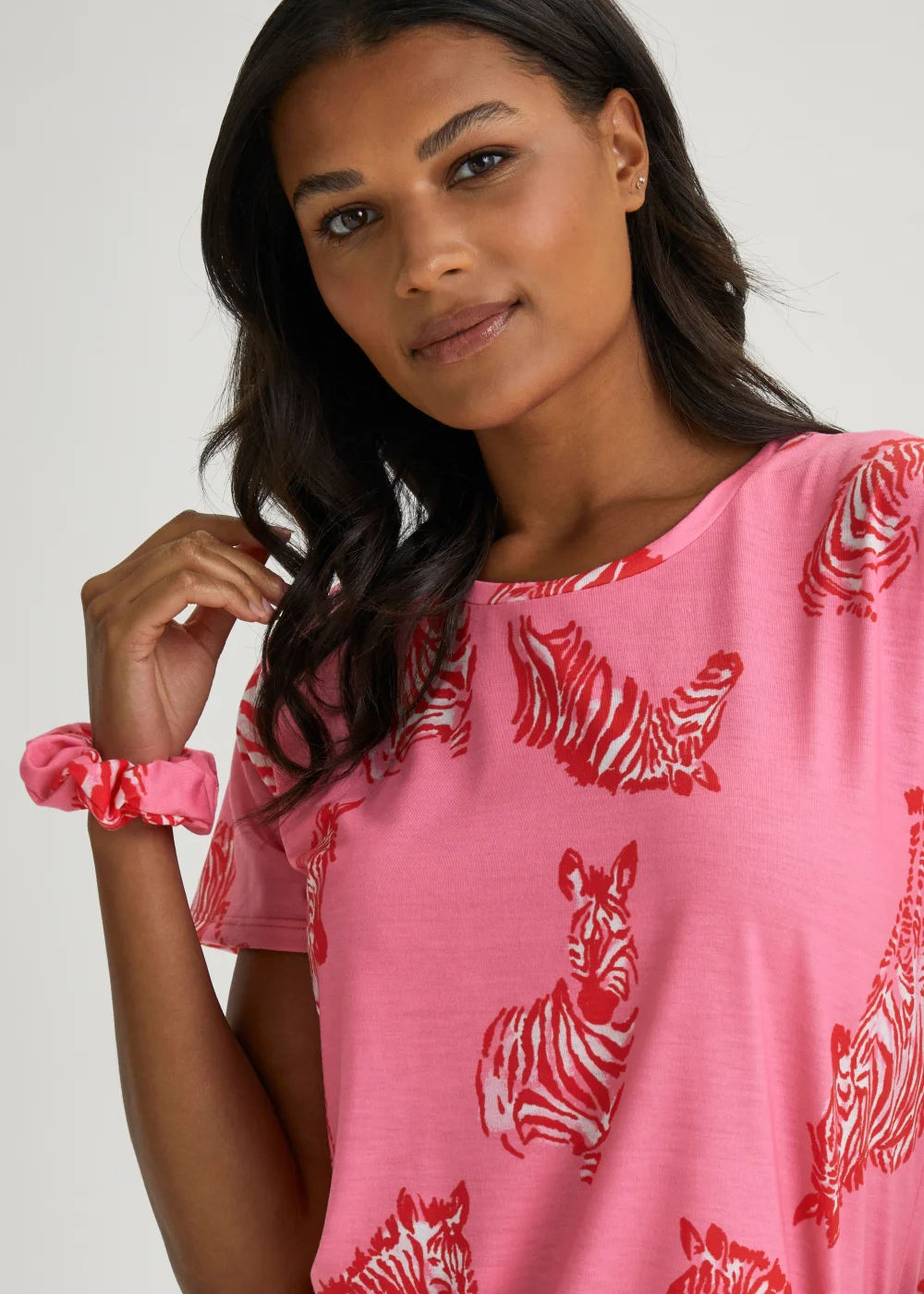 Pink Zebra Print Scrunchie Short Pyjama Set - Extra small Image 3