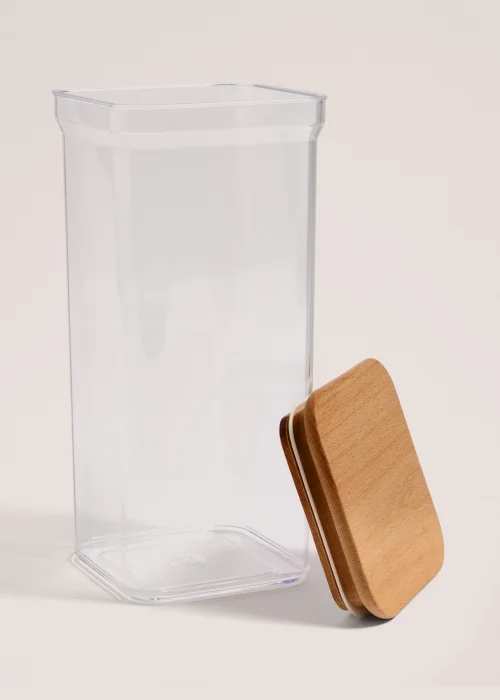 Clear Tall Square Wood Food Storage Image 2