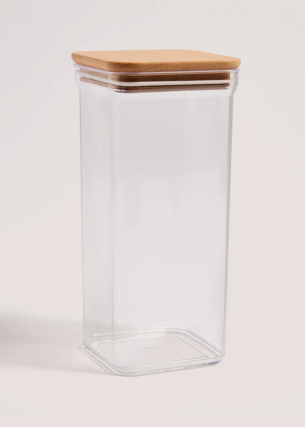 Clear Tall Square Wood Food Storage Image 1