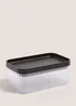 Clear Ribbed Food Storage with Black Lid (6cm x 14cm) Image 1