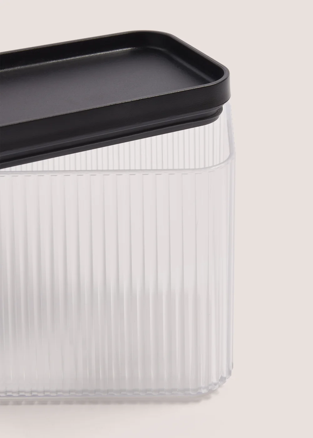 Clear Ribbed Plastic Storage with Black Lid (11cm x 14cm) Image 2