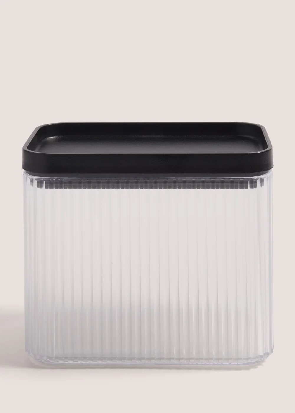 Clear Ribbed Plastic Storage with Black Lid (11cm x 14cm) Image 1