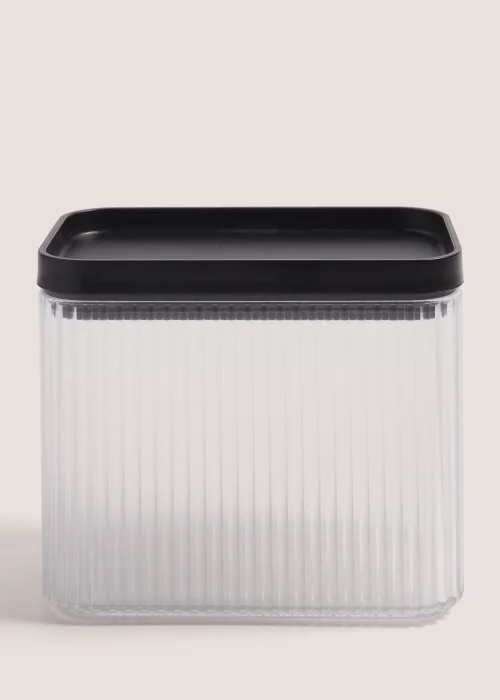 Clear Ribbed Plastic Storage with Black Lid (11cm x 14cm) Image 1