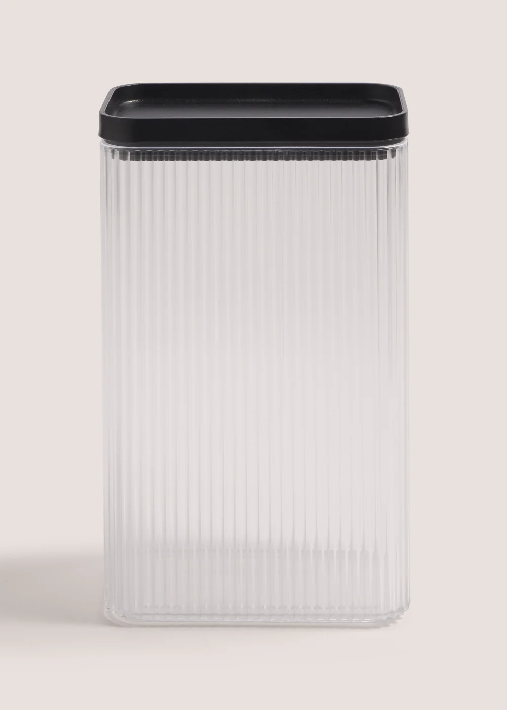 Clear Ribbed Plastic Food Storage with Black Lid (22cm x 14cm) Image 1