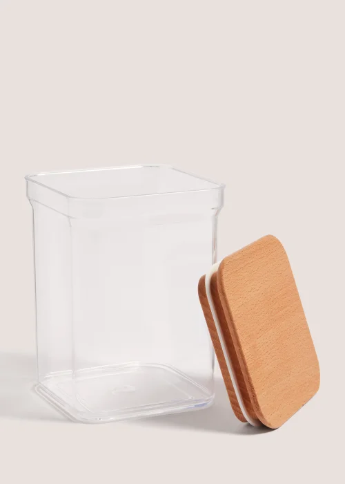 Clear Small Square Wood Food Storage Image 2