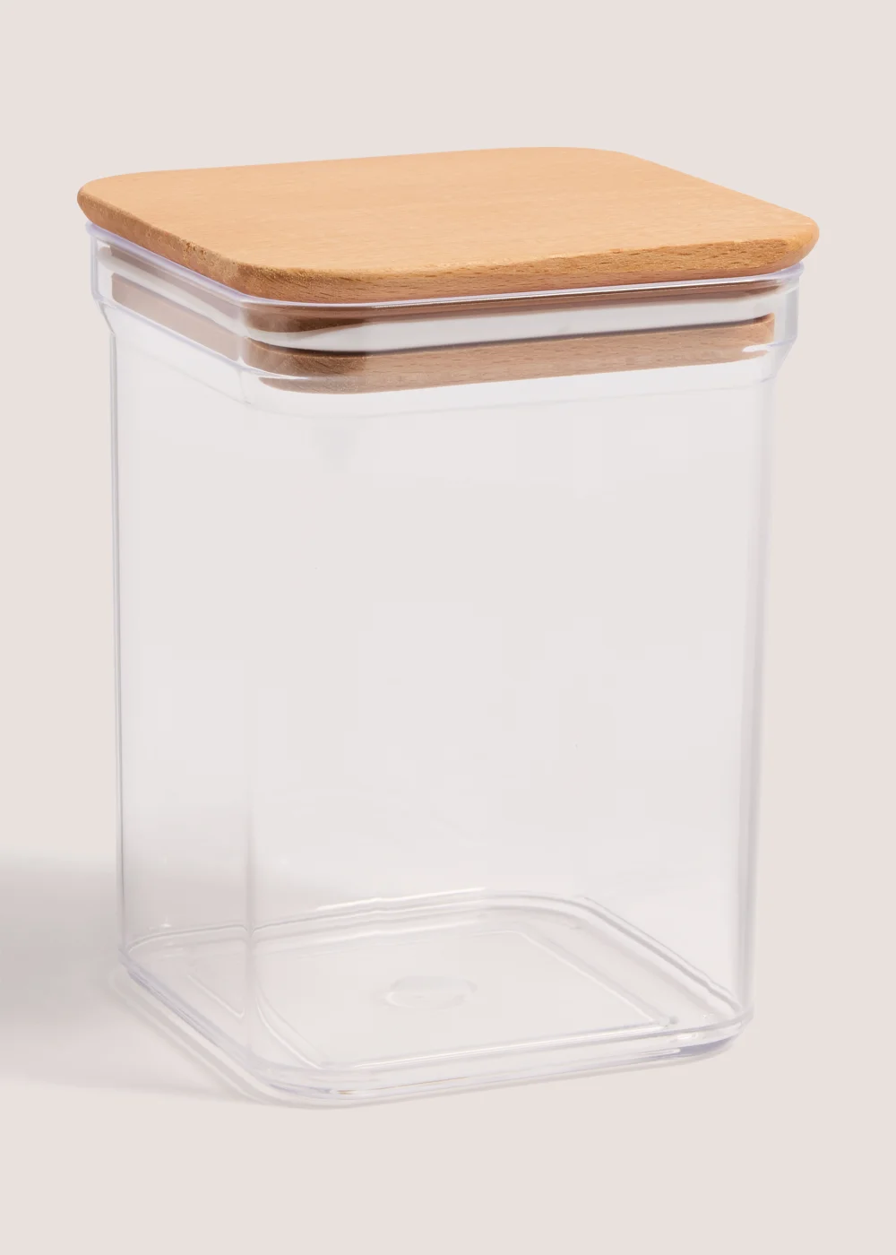Clear Small Square Wood Food Storage Image 1