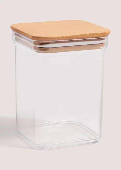 Clear Small Square Wood Food Storage Image 1
