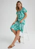 Turquoise Floral Print Dress - 8 Image 4
