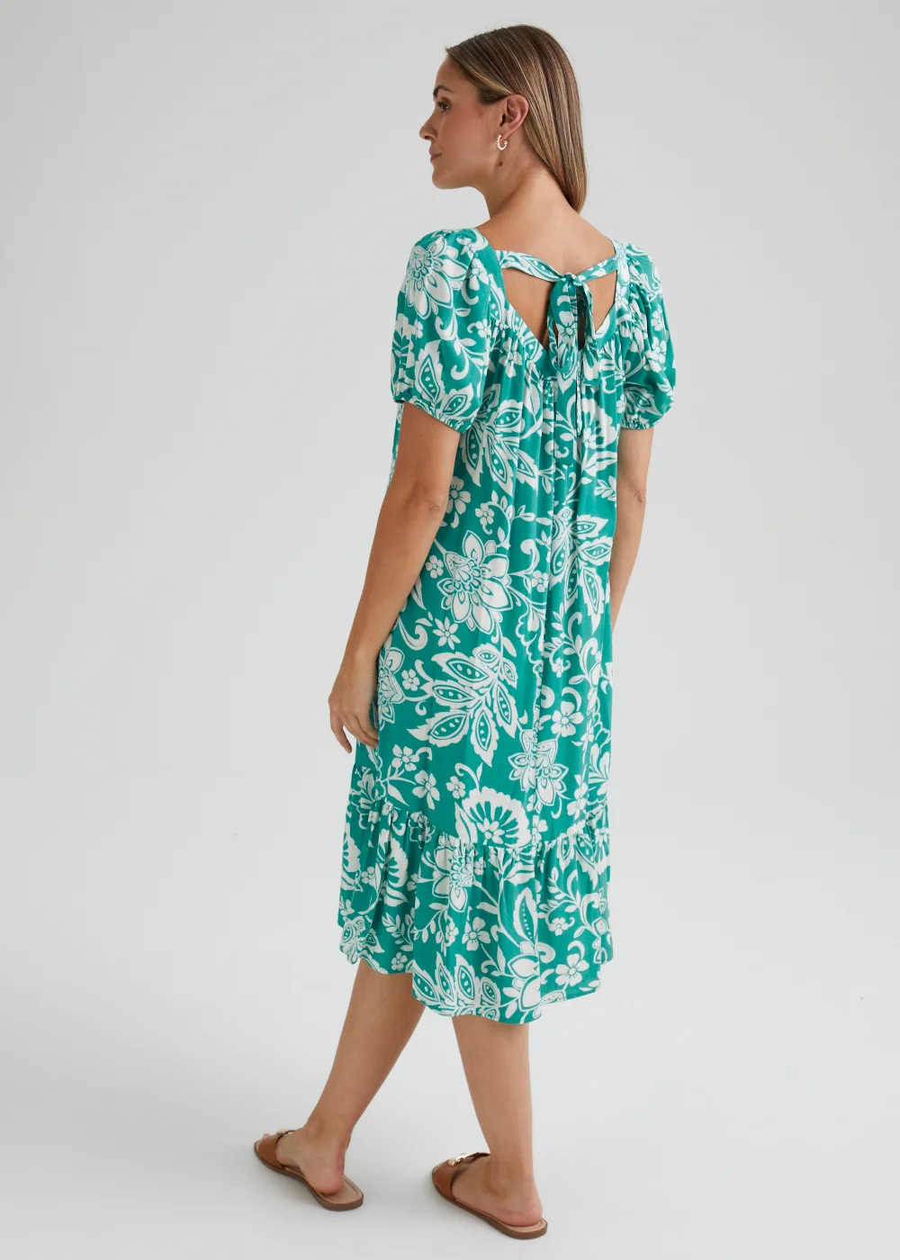 Turquoise Floral Print Dress - 8 Image 2