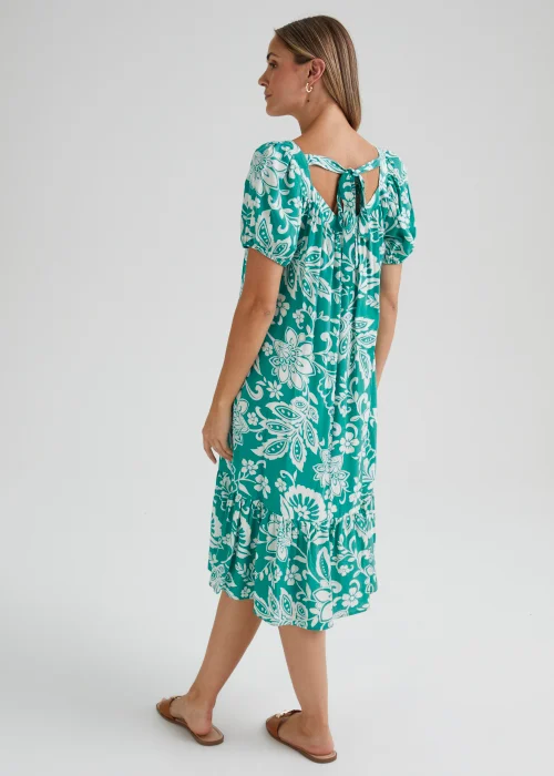Turquoise Floral Print Dress - 8 Image 2