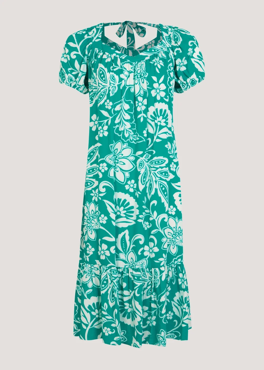 Turquoise Floral Print Dress - 8 Image 5