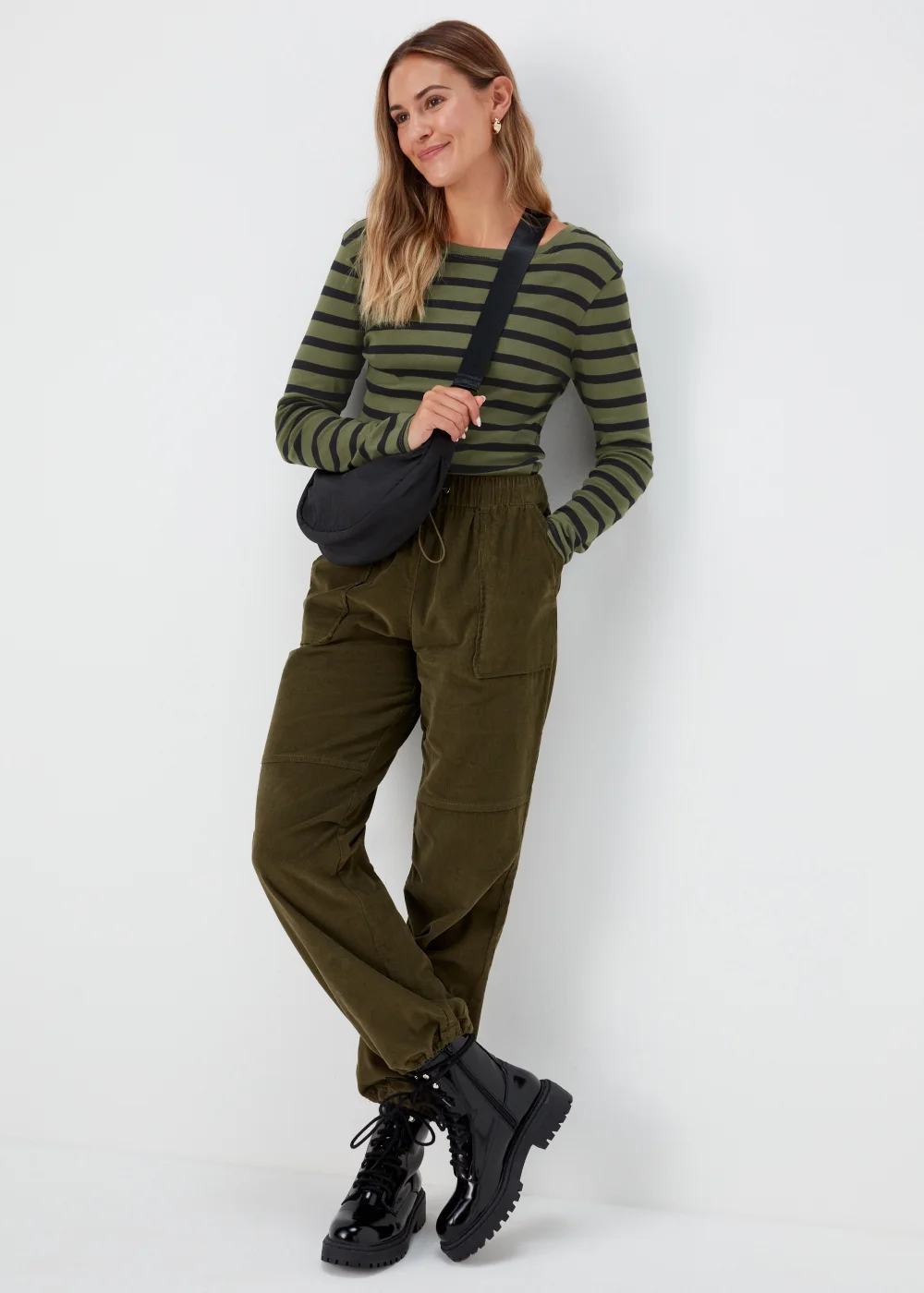 Black Stripe Print Long Sleeve T-Shirt - 8 Image 4