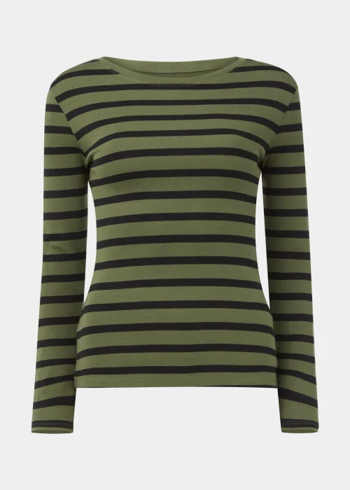 Black Stripe Print Long Sleeve T-Shirt - 8 Image 5