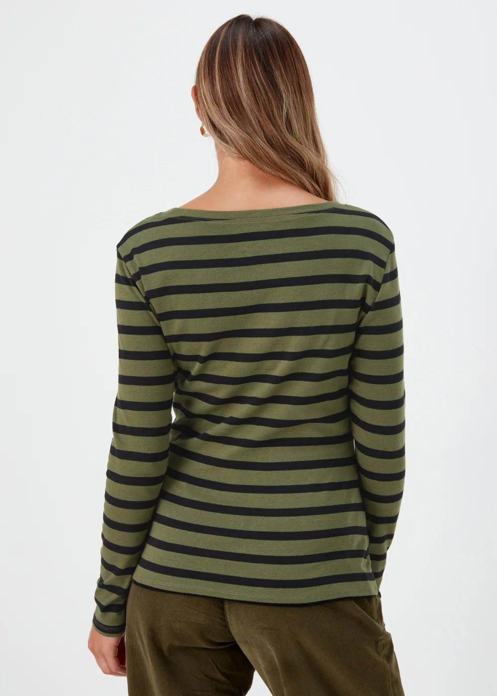 Black Stripe Print Long Sleeve T-Shirt - 8 Image 2