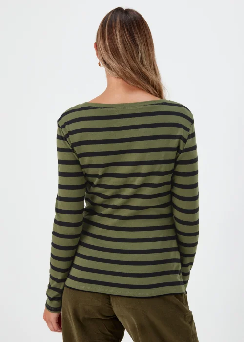 Black Stripe Print Long Sleeve T-Shirt - 8 Image 2