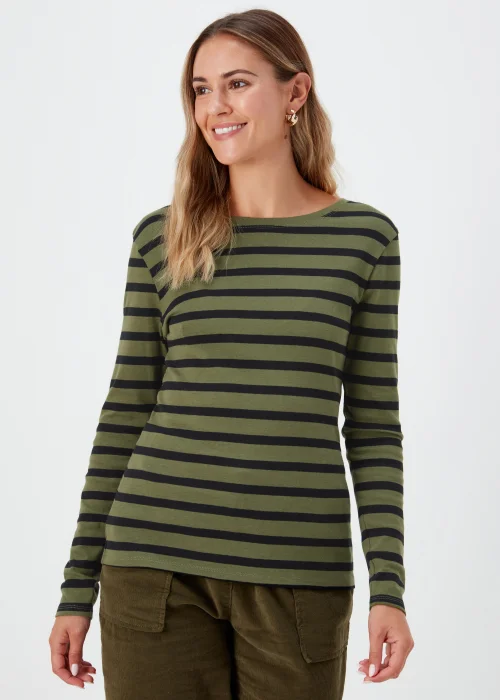 Black Stripe Print Long Sleeve T-Shirt - 8 Image 1