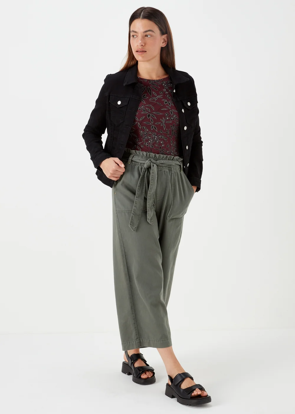 Burgundy Floral Print Long Sleeve T-Shirt - 8 Image 4