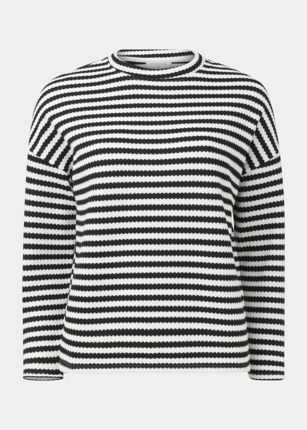 Black Stripe Crewneck Textured Top - Size 8 Image 5