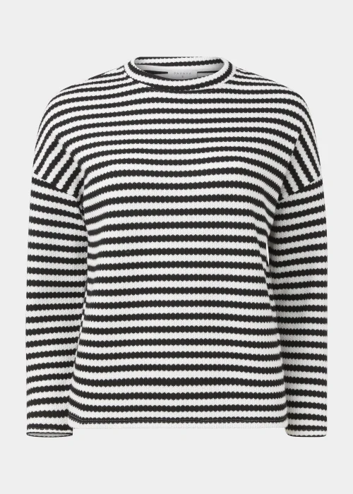 Black Stripe Crewneck Textured Top - Size 8 Image 5