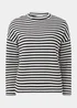 Black Stripe Crewneck Textured Top - Size 8 Image 5